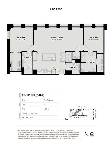Unit3 Floor Plan at Vinton, Michigan, 48226