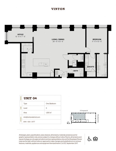 Unit4 Floor Plan at Vinton, Detroit, MI, 48226