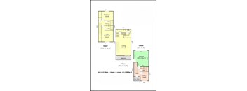 a floor plan of a house with two bedrooms and a living room