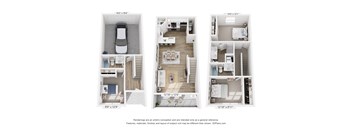 Newell Floor Plan at Holmes Park Townhomes, Oregon City, OR, 97045
