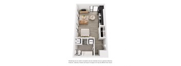 Floorplan studio 530 sq. ft. at The Weidler in Portland, OR 97209