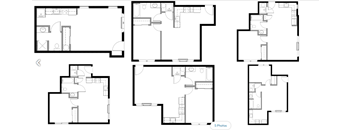 A set of five floor plans for a house.