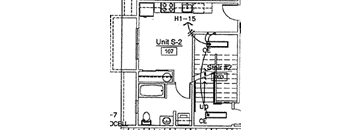 the schematic drawing of a floor plan of a building