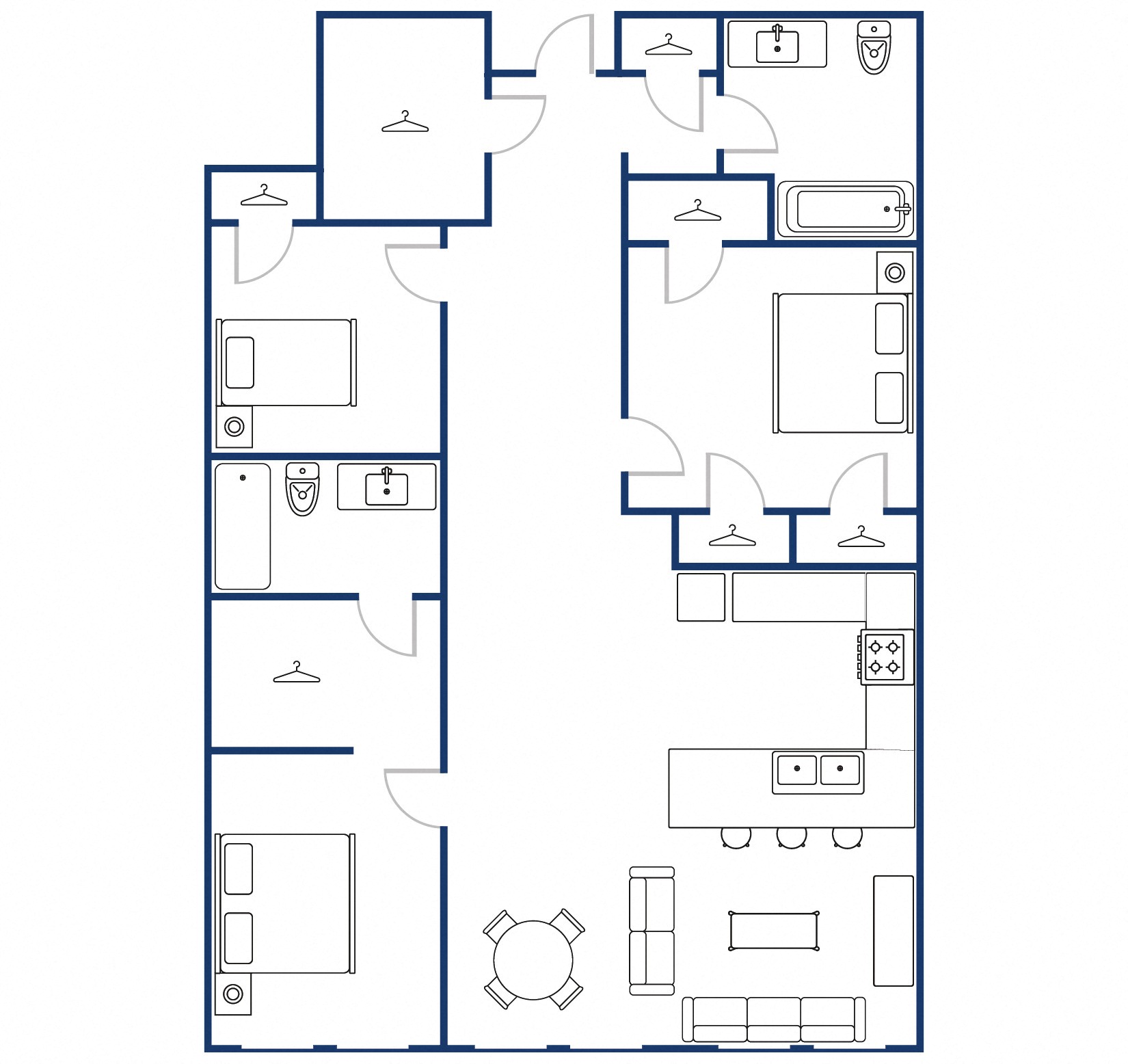 Apartments: 207, 307, 407, 507