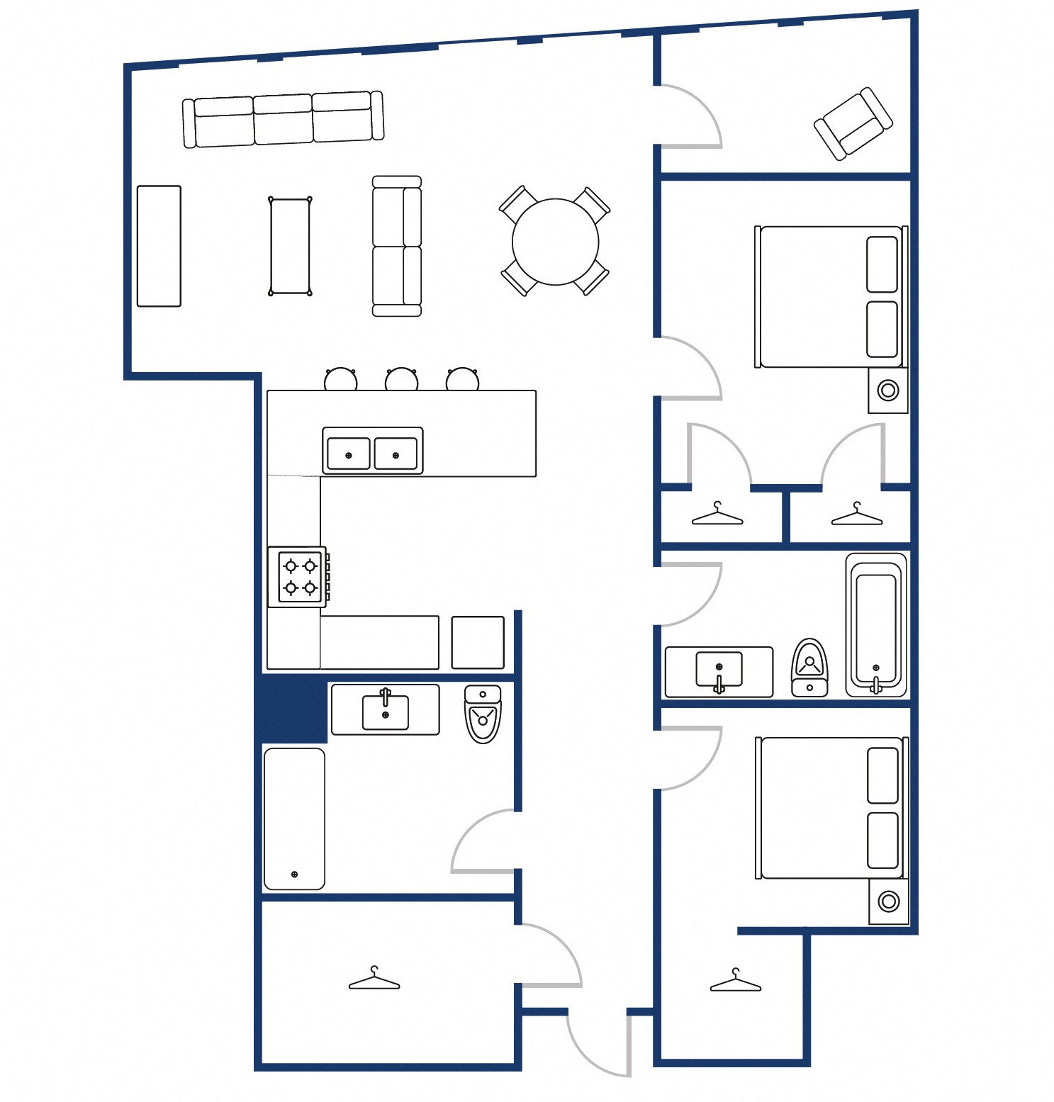 Apartments: 208, 308, 408, 508