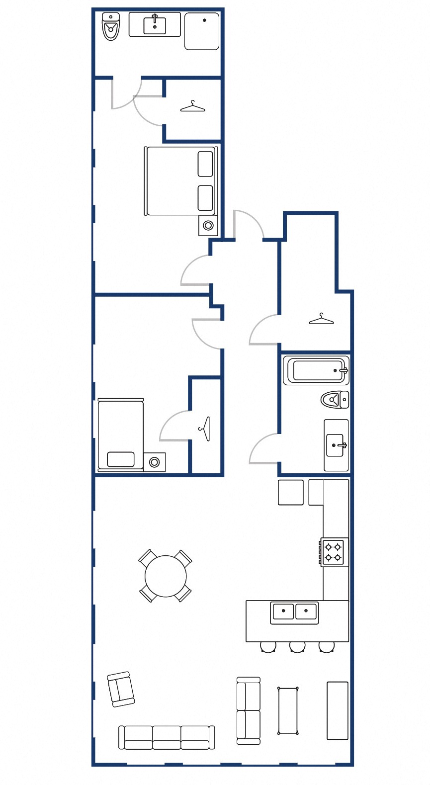 Apartments: 209, 309, 409, 509