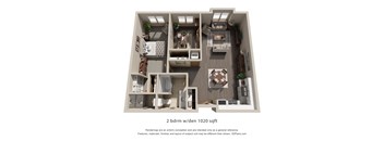 a stylized floor plan of a 1 bedroom192 sqft