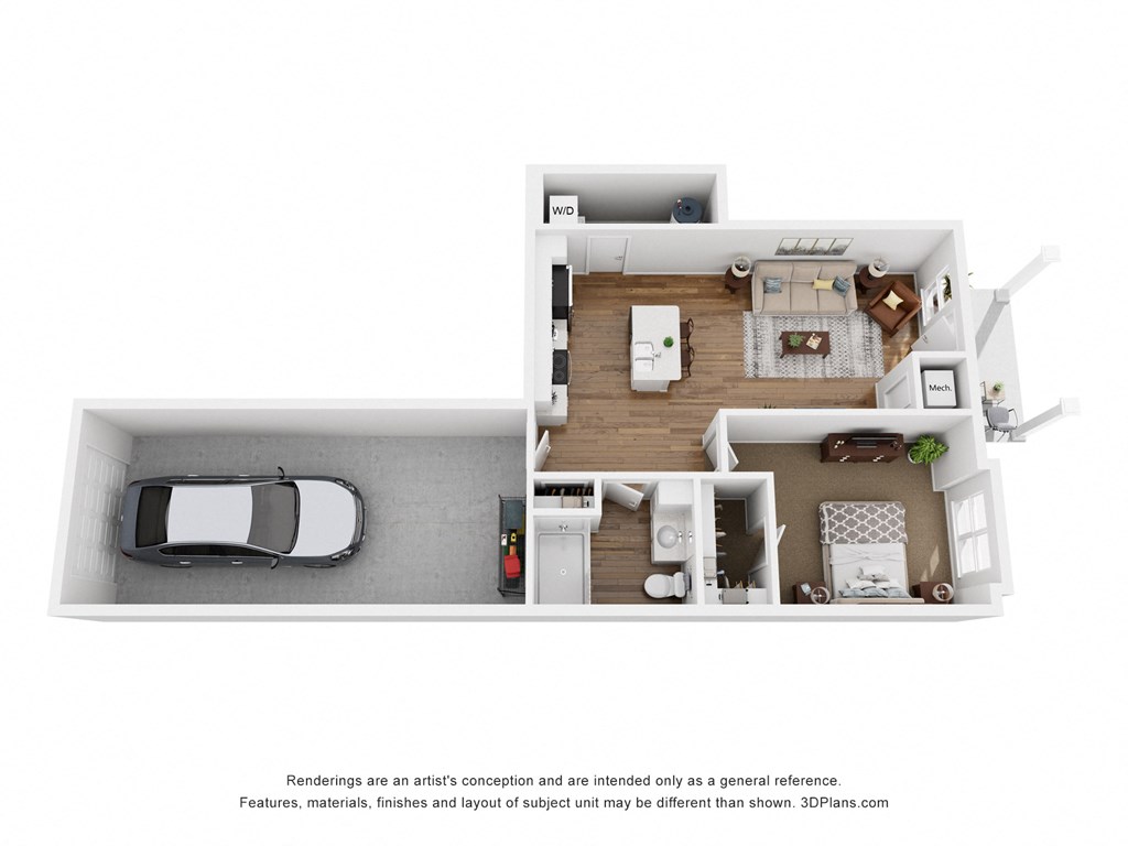 1 Bedroom with attached Garage at The Daniels at Northern Gateway Apartments, Saukville, 53080