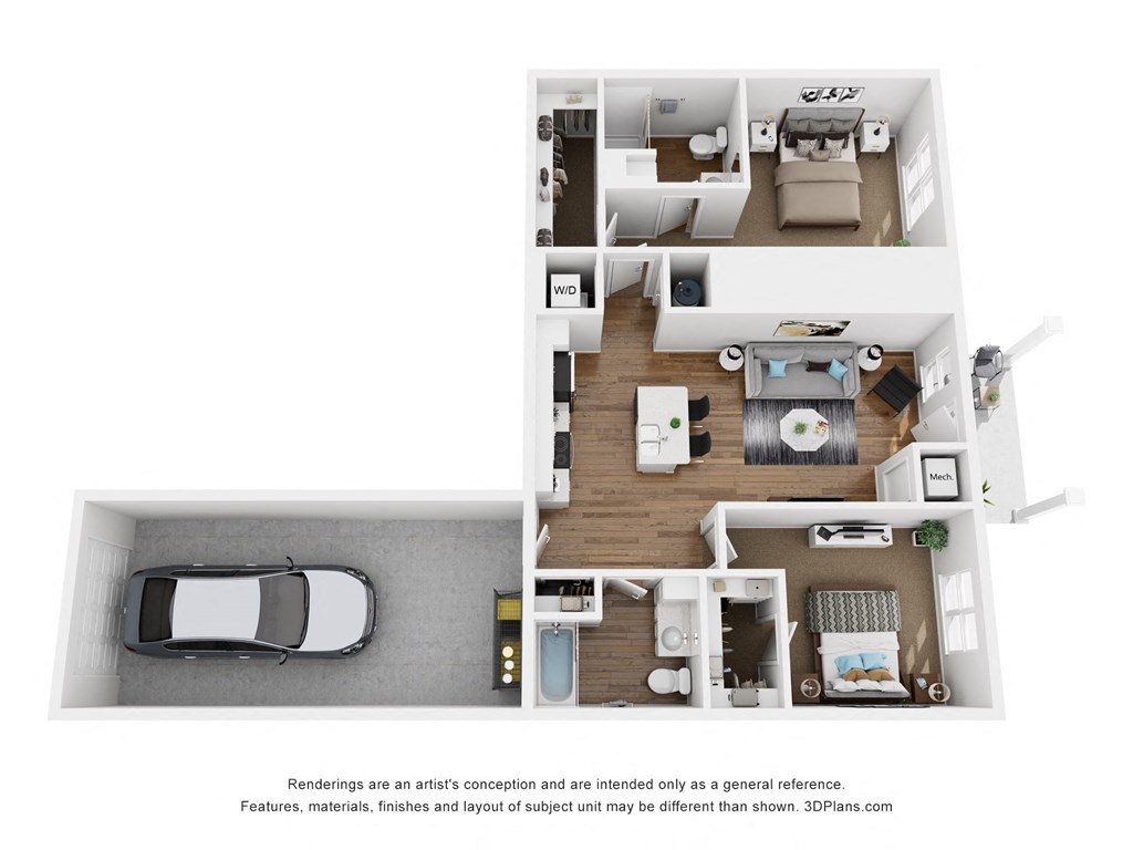 2 Bedroom with Garage and Patio at The Daniels at Northern Gateway Apartments, Wisconsin, 53080