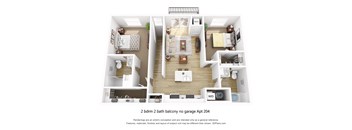 Two Bed 2 bath  Upper Balcony Floor Plan at The Daniels at Northern Gateway Apartments, Saukville Wisconsin