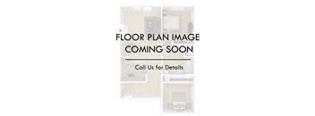 An 864 SF one bedroom apartment floor plan image at The Dempsey in Madison, AL