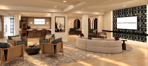 A modern living room with a large sofa and a coffee table.