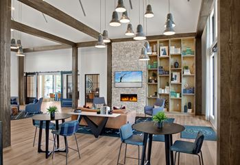 a room filled with furniture and a large window