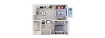 a floor plan of a one bedroom apartment with two bathrooms and a living room with a fireplace at Leena Plantation, Plantation, 33322