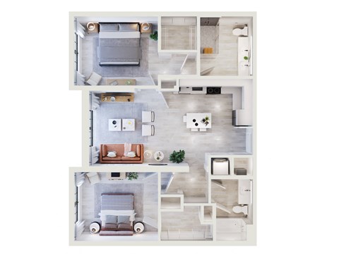 a floor plan of a two bedroom apartment with two bathrooms and a living room at Leena Plantation, Florida