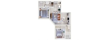 a floor plan of a bedroom apartment at Leena Plantation, Florida, 33322