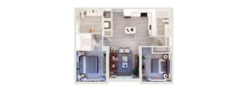 a floor plan of a two bedroom apartment with two bathrooms and a balcony at Leena Plantation, Florida, 33322