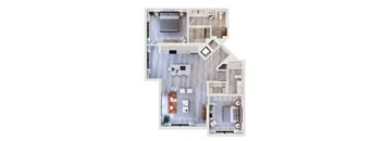bedroom floor plan an in 2d at Leena Plantation, Florida
