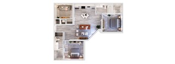 a floor plan of a two bedroom apartment with two bathrooms and a balcony at Leena Plantation, Plantation, FL