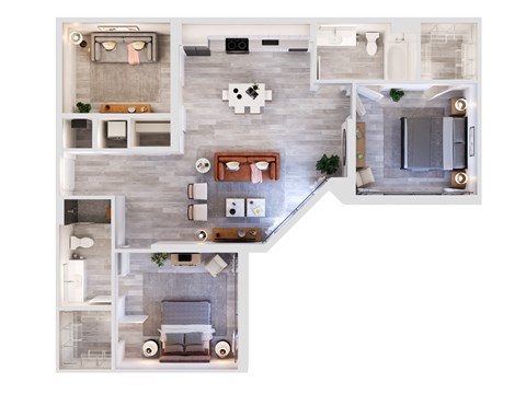 a floor plan of a two bedroom apartment with two bathrooms and a balcony at Leena Plantation, Plantation, FL