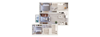 a 3d rendering of a floor plan of a house