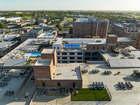 a view of the campus from the top of the engineering building