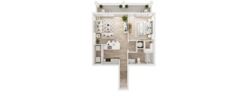 a floor plan of a bedroom with a bathroom and a living room