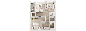 a 2 bedroom floor plan of a house with a bathroom and a living room