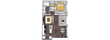 a floor plan of a house with a bedroom and a living room