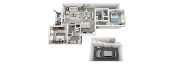 a floor plan of a 3 bedroom apartment with 2 baths and a car garage  at Altis Grand Suncoast, Florida