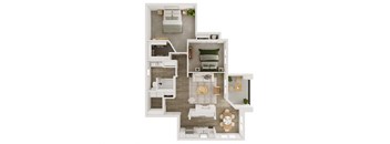 a floor plan of a house with a bedroom and a living room