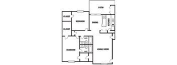 a floor plan of a living room and a dining room