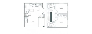 Two Bedroom Two and a Half Bath (1096 SF)
