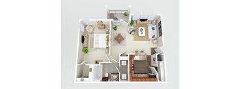 a bedroom floor plan with a bathroom and a living room