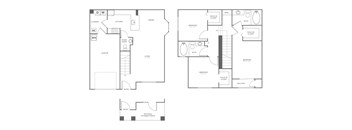 the floor plan of the second and third floors of a town house
