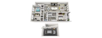 a floor plan of a 3 bedroom apartment at Altis Grand Suncoast, Land O' Lakes, 34638