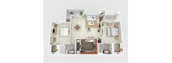a 3d drawing of a floor plan of a house