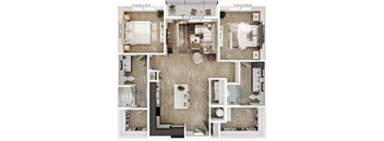 theres a bedroom with a bathroom and a living room