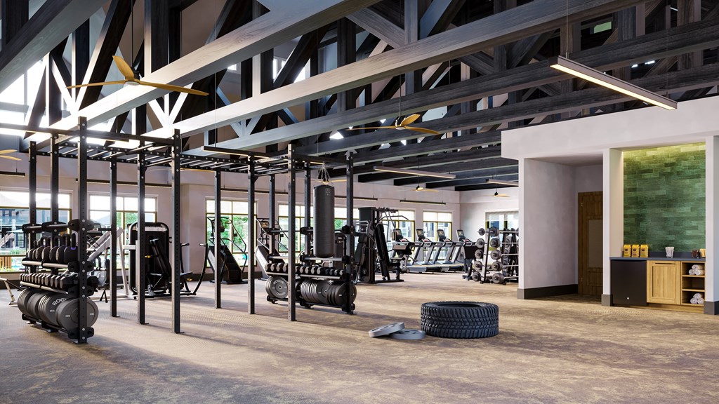 Luxury Apartments for Rent in Huntsville, AL - Paxton Place - Industrial-Style Fitness Center With Equipment and Water Station