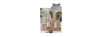 a floor plan of a house with a bedroom and a living room
