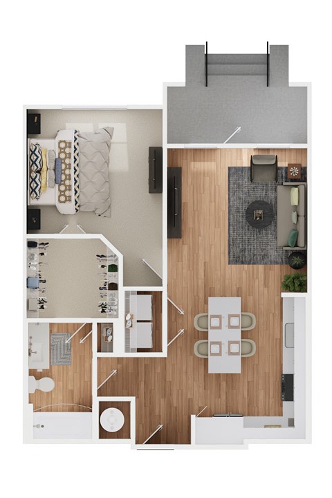 a floor plan of a house with a bedroom and a living room