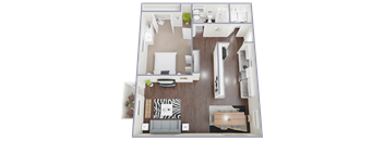 a floor plan of a 1 bedroom apartment