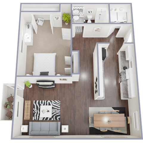 a floor plan of a 1 bedroom apartment