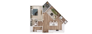 a floor plan of a home with a bedroom and a living room