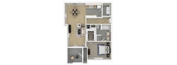 a 3d floor plan of a house with a bedroom and a bathroom