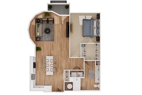 a floor plan of a home with a bedroom and a living room