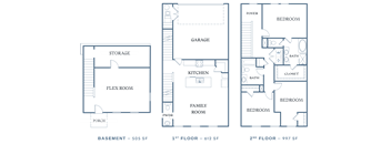 the floor plans for the family room and kitchen are shown in this image