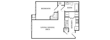 a floor plan of a house with a bedroom and a living room
