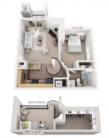 a 2 bedroom floor plan with a bathroom and a balcony