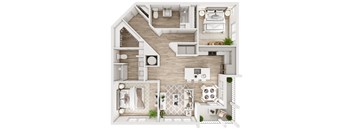 a floor plan of a house with a bedroom and a living room